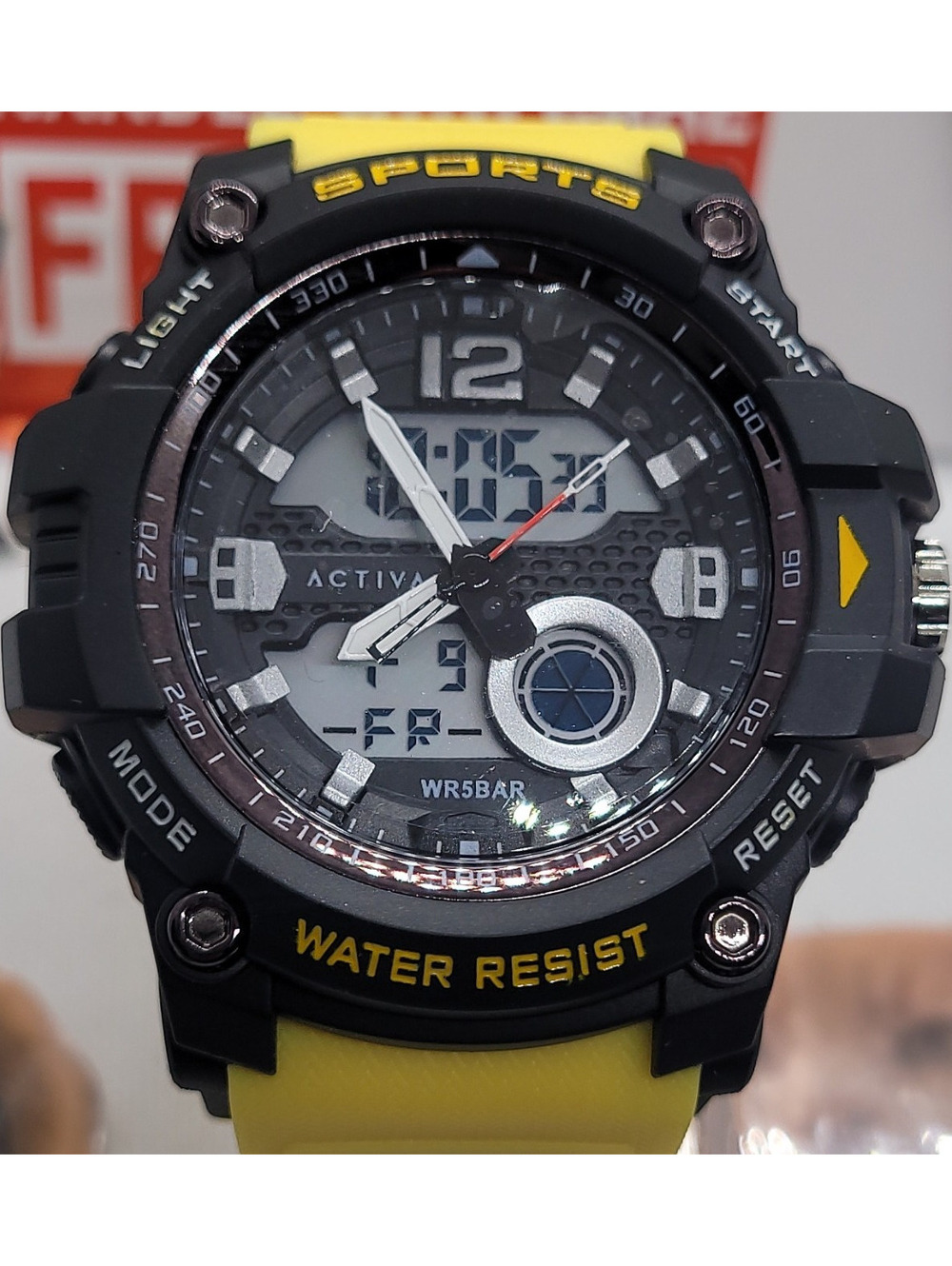 314activa circuit X yellow rubber strap black case analog digital mud resistant